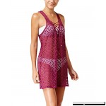 Miken Women's Lace-up Crochet Swimsuit Cover-up Dress Magenta Purple B073JPGF29
